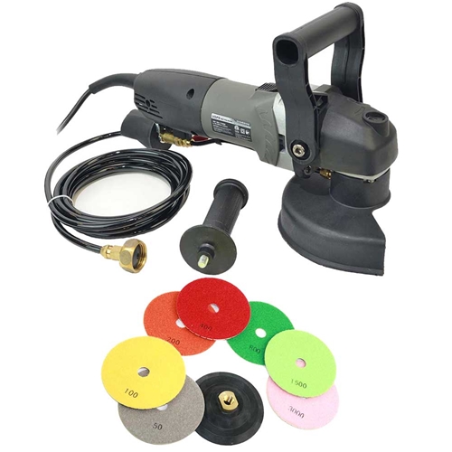  VSP5 5" Var Speed Polisher, 4" Backer Pad & 7pc 4" 3 mm Wet Prem Diam Pol Pad Set (50, 100, 200 400, 800, 1500 & 3000 Grit) 