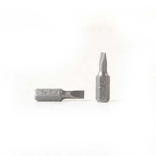 50 Display Pack - Single End Slotted Screwdriver Bits - 1 Inch Long - 4mm Wide Slot