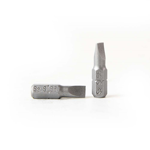 50 Display Pack - Single End Slotted Screwdriver Bits - 1 Inch Long - 5.5mm Wide Slot