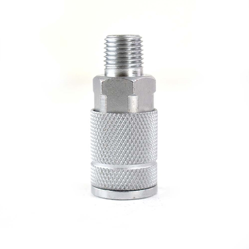 1/4" x 1/4" MPT Auto Steel Coupler - Old Style Silver Color - 25 Pack