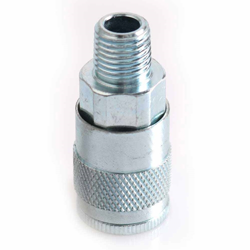1/4" x 1/4" MPT Auto Steel Coupler (Silver Color) - 25 Pack Bulk