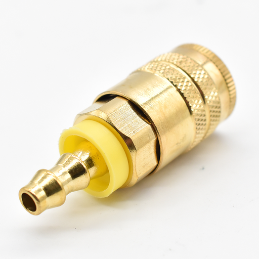 1/4" x 1/4" Industrial Easy-Lock Brass Coupler w/BARB  - Single Display Pack