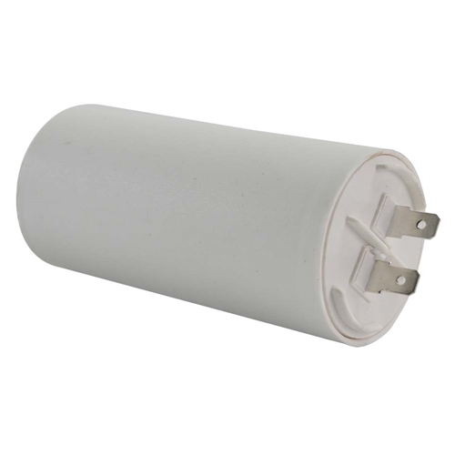 60MFD +/-5% 50Hz/60Hz AC 250V Cylinder Motor Running Capacitor - 2 Pin, White Color, 8mm Threaded End (CBB60)
