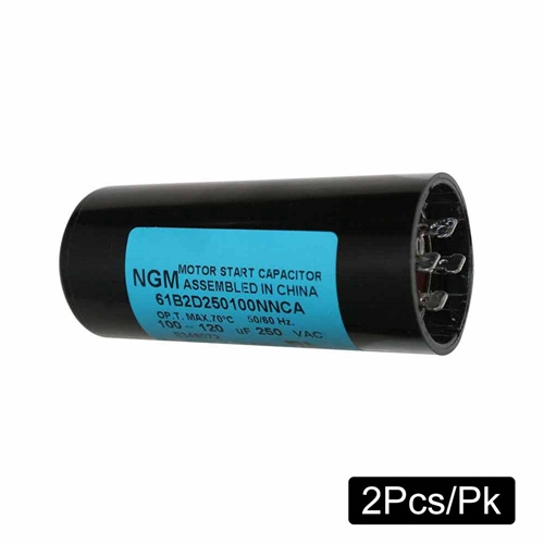 (TMT Only)  CD60  100-120 MFD +/-5% 50Hz/60Hz AC 250V Cylinder Motor Starting Capacitor - 2/Pack
