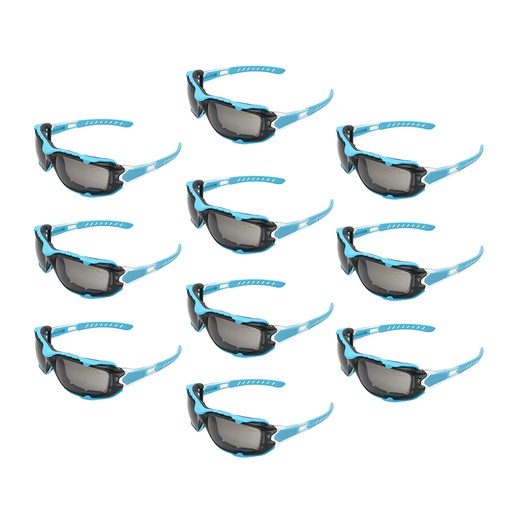 Full-Seal Safety Glasses with Category 3 Smoke Lens & Removable Gasket - Blue (10/Box)