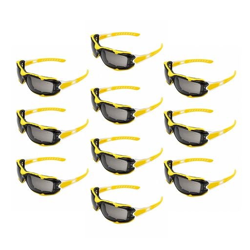 Full-Seal Safety Glasses with Category 3 Smoke Lens & Removable Gasket - Yellow (10/Box)