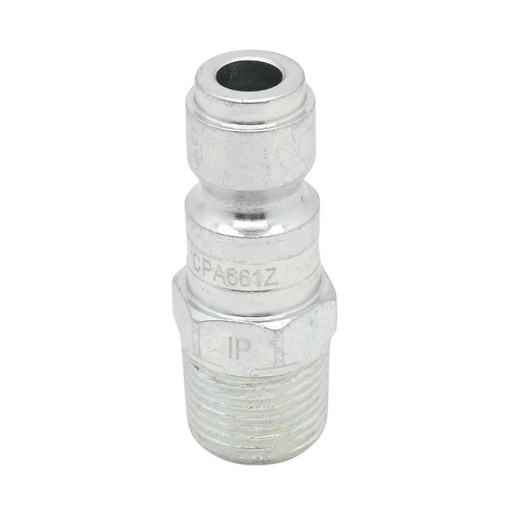 3/8" x 3/8" MPT Auto Coupler Plug - Silver - 50 Pack