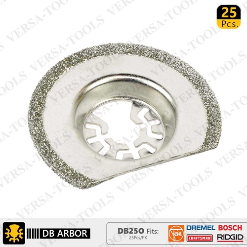 63mm Diamond Semi-Round Electoplated Blade Compatible with Fein Multimaster, Dremel, Bosch, Craftsman, Ridgid Oscillating Tools  / 25pk