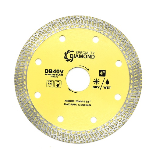 4" High Performance Dry or Wet Cutting Viper Diamond Blade for Porcelain and Granite