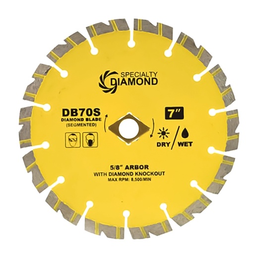 7" Segmented Concrete Diamond Blade 5/8" Arbor with Diamond Knockout