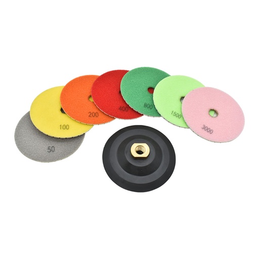 3" Diamond Polishing Pad Set Includes: 50, 100, 200, 400, 800, 1500, 3000 Grit & Backer Pad  (Z3SET)