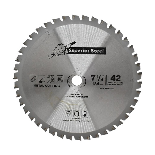 (TMT Only)  7 1/4" x 42 Teeth x 5/8" Arbor - Metal Cutting Carbide Tipped Saw Blade(2/PK)