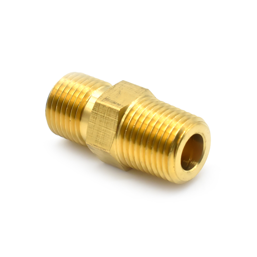 1/8" NPSM Male x 1/8" NPTF Male - Ball Seat Brass Adapter - 25 Bulk Pack