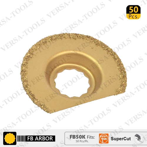 63mm Semi- Circular Carbide RASP, 8mm Offset Mount For a Perfect Flush Sanding / Grinding for Fein Supercut Oscillating Tool (50 Pk)