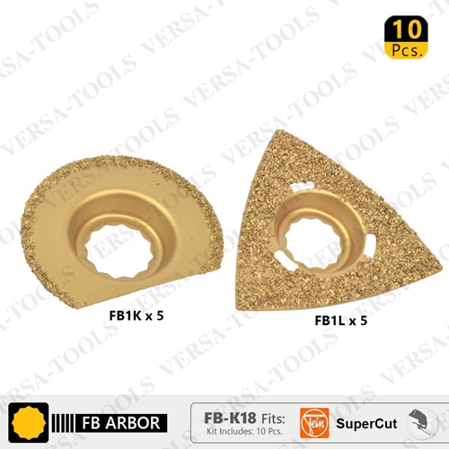 (TMT Only)  10 PC 63mm Semi- Circular, 80mm Triangular Carbide RASP, 8mm Offset Mount Set For a Perfect Flush Sanding / Grinding for Fein Supercut Oscillating Tool