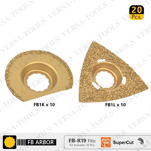 (TMT Only)  20 PC 63mm Semi- Circular, 80mm Triangular Carbide RASP, 8mm Offset Mount Set For a Perfect Flush Sanding / Grinding for Fein Supercut Oscillating Tool