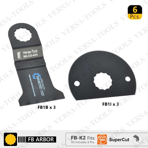 6 PC Bi-Metal & Semi Round Oscillating Saw Blade Set for Fein Supercut  (FB3B3I)