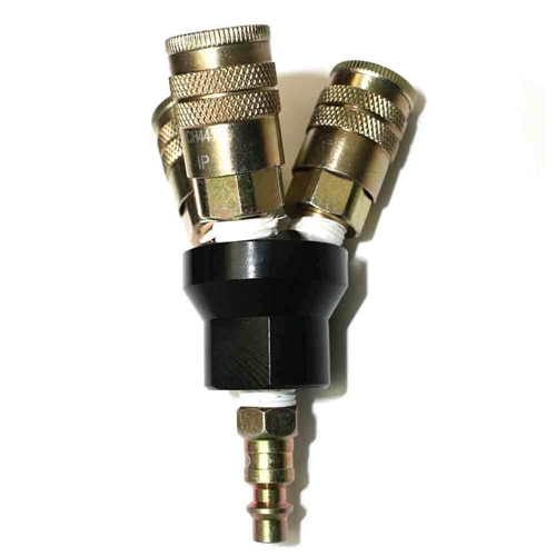 1/4" Aluminum Round Manifold w/3 x 1/4" Steel Industrial Couplers