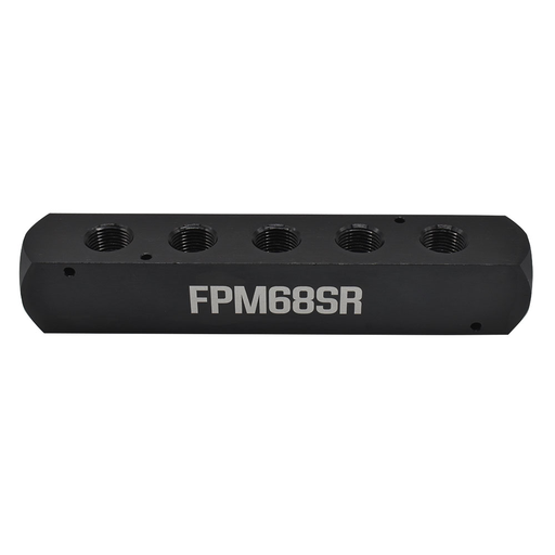 1/2" FPT x 3/8" FPT Aluminum Rectangle Large Manifold - 2 inlet - 5 Outlets - Six Display Pack