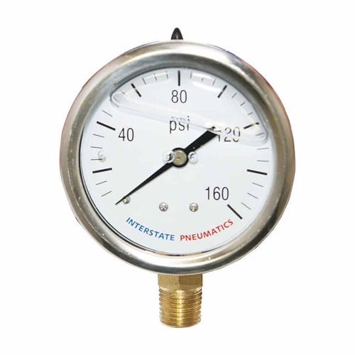 Oil Filled Pressure Gauge 2.5", 1/4" NPT Bottom Mount- 160 psi