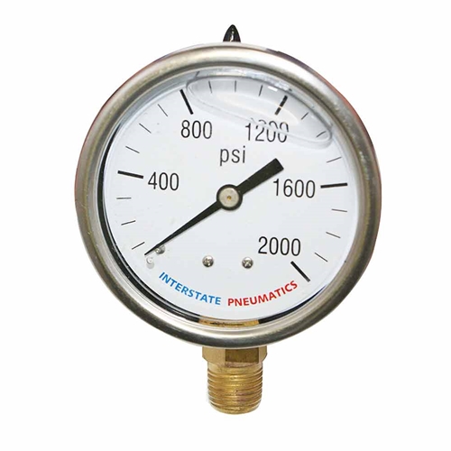 Oil Filled Pressure Gauge 2.5", 1/4" NPT Bottom Mount- 2000 psi