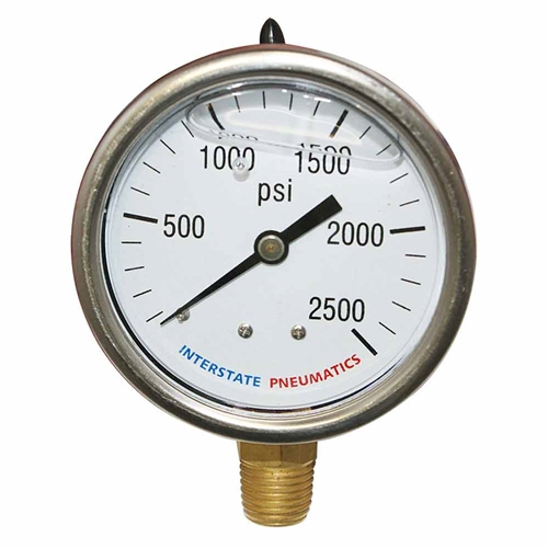 Oil Filled Pressure Gauge 2.5", 1/4" NPT Bottom Mount- 2500 psi
