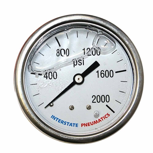 Oil Filled Pressure Gauge 2.5", 1/4" NPT Rear Mount- 2000 psi