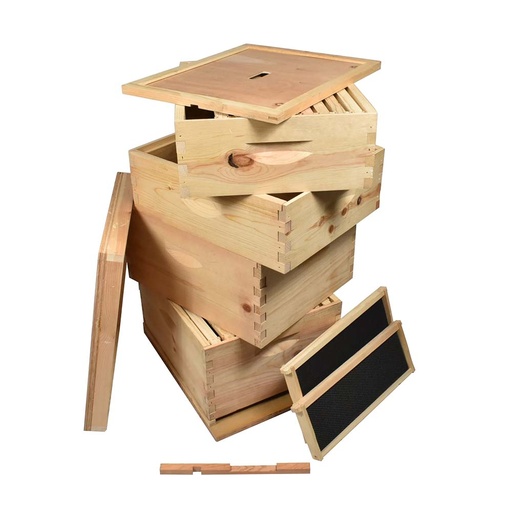 Beekeeping Double Deep Box Beehive Kit includes Frames, Foundations, Metal Queen Excluder, Brood Box, Super Box, Inner Cover, Top and Bottom - GL4STACK
