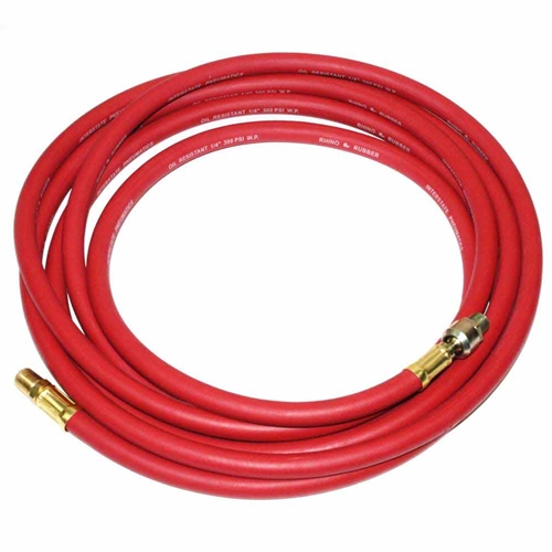 1/4" 15  ft Red Rubber Hose Whip with 1/4" Ball Swivel