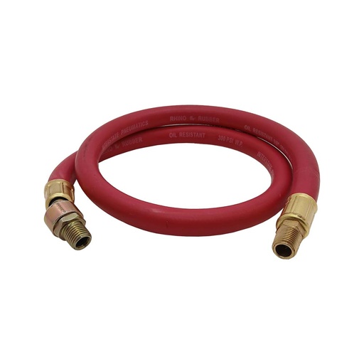 1/4" 3 ft Red Rubber Hose Whip with 1/4" Ball Swivel*