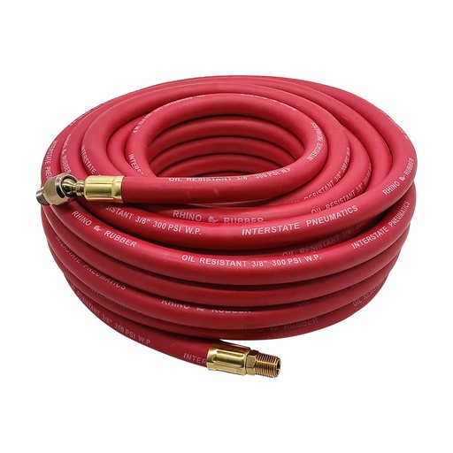 3/8" 50ftRed Rubber Hose with 1/4" Ball Swivel fitting