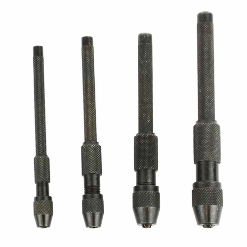 4 Pc Pin Vise Set Hand Held Hollow Handle Black Finish 4 Piece Vice Chuck Sizes (APV-0144)