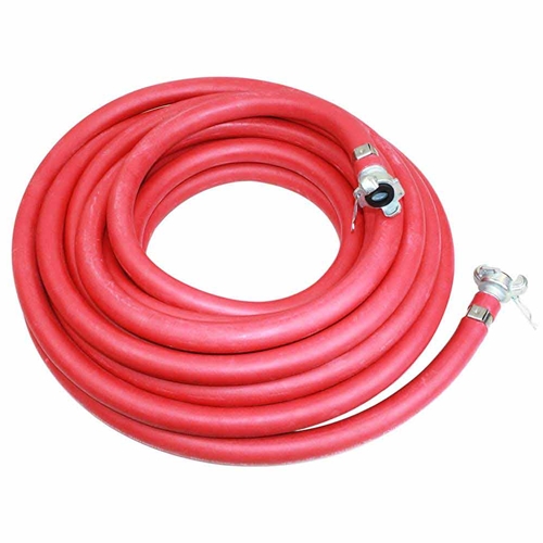 3/4" x 50 ft 300 PSI Jack Hammer Red Rhino Rubber Hose with Steel Hose Clamps
