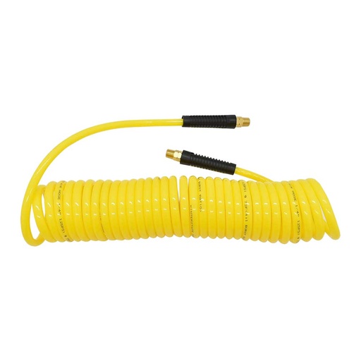 1/4" 25 ft long w/1/4" NPT Solid Fittings, Recoil Yellow PU Hose (HR54-025)