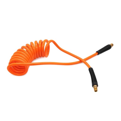 1/4" 15 ft long w/1/4" NPT Solid Fittings, Recoil Orange PU Hose