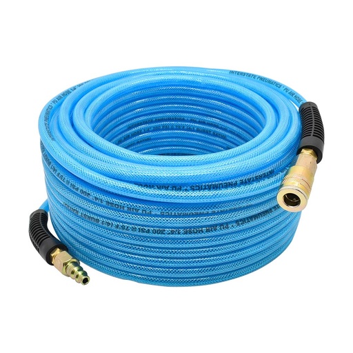 1/4" 100 ft Light Blue PU Hose Kit with 1/4" Brass "S" Coupler and Steel Plug
