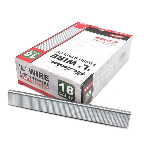 5/8 Inch Long x 1/4 Inch Narrow Crown 18 Gauge (L Wire) Finish Staples (5,000 per box)
