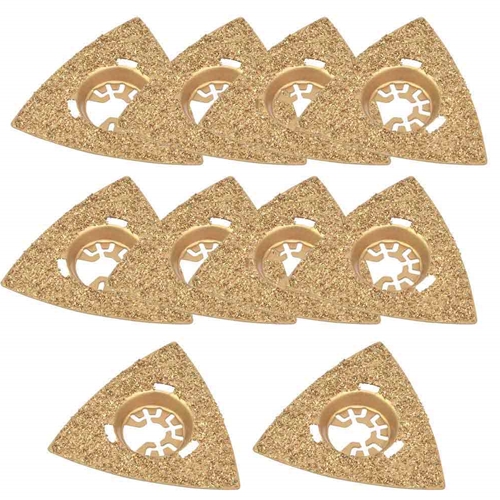 80mm Triangular Carbide RASP, 8mm Offset Mount For a Perfect Flush Sanding / Grinding  Compatible with Fein Multimaster, Dremel, Bosch, Craftsman, Ridgid Oscillating Tools  / 10pk