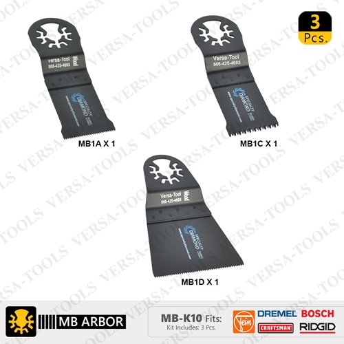 3 PC Universal Oscillating Saw Blade Set   (MB1A1C1D)