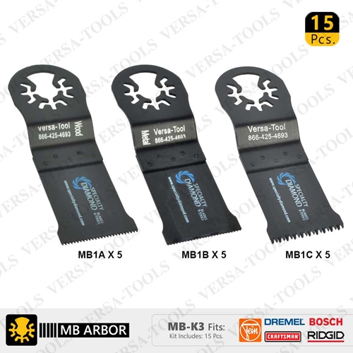 15 PC 35mm Wood Cuting Universal Oscillating Saw Blade Set  (MB5A5B5C)