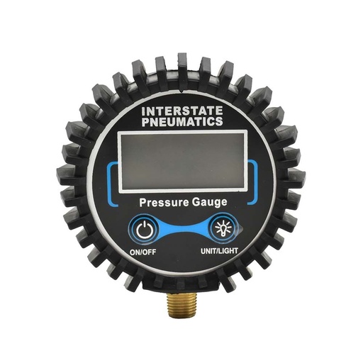 Round Digital Tire Pressure Gauge  2" Dial Size with 1/8'' NPT Bottom Connector and Rubber Protector - Display Pack