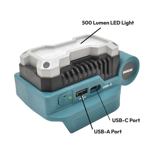 18V Cordless Portable LED Work Light with Dual USB Charging Ports