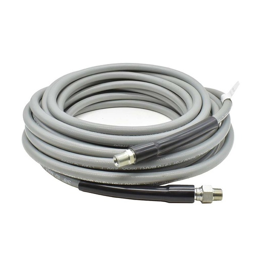 Pressure Washer Steel Braided Gray Rubber Hose – WP 4500 PSI - 3/8" x 50ft. - 3/8" MNPT Fixed & Swivel with Sleeve
