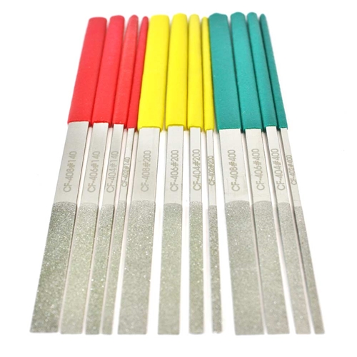 12pcs 7" Long Diamond Flat Files (140#, 200#, 400#)