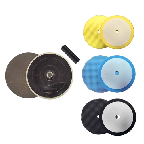 (TMT Only)  7" Hook & Loop Polisher Pad 5/8"-11 Spindle rep Makita 743052-5 with Buffing, Compounding, Finishing & Polishing Pads