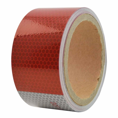2" x 15' ft High Visibility Conspicuity DOT-C2 Approved Reflective Safety Tape – 6" Red / 6" White - Automobile Vehicles, Trailers, Boats