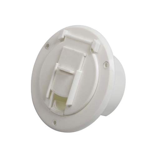 Basic Round Electric Cable Hatch with Back for 30 Amp Cord - White
