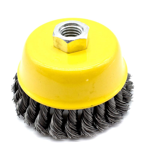 4-Inch Wire Cup Brush, 5/8-11 Thread - Crimped Wire 8500 RPM