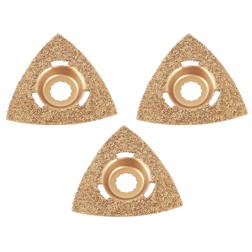 80mm Triangular Carbide Rasp, 8mm Offset Mount for a Perfect Flush Sanding/Grinding Fits Fein Multimaster, Rockwell, Sonicrafter, Makita - 3 Blades Pack