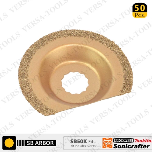 63mm Semi Round Carbide Rasp, 8mm Offset Mount for a Perfect Flush Sanding/Grinding Fits Fein Multimaster, Rockwell, Sonicrafter, Makita / 50 PK